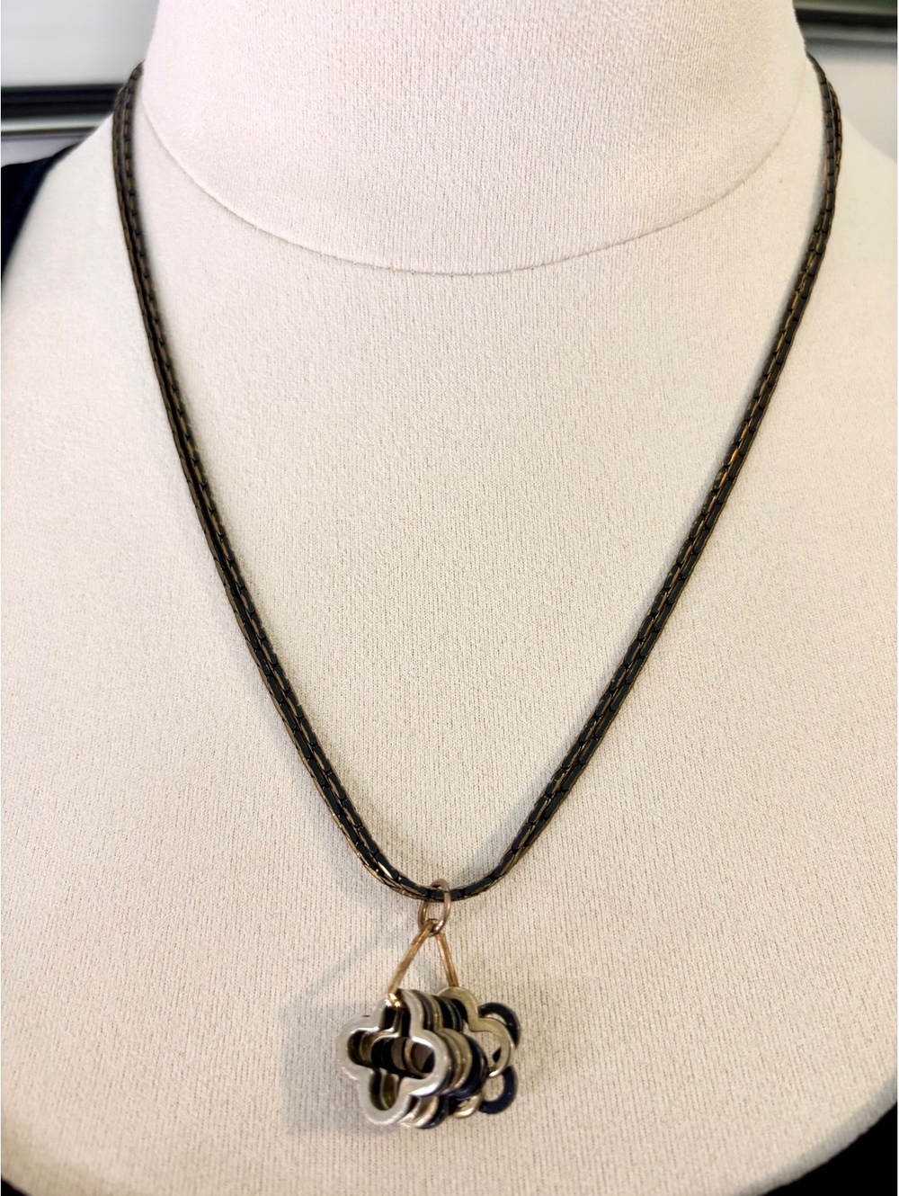 Y2K Black Multi-Chain Necklace with Clustered Metallic Pendants